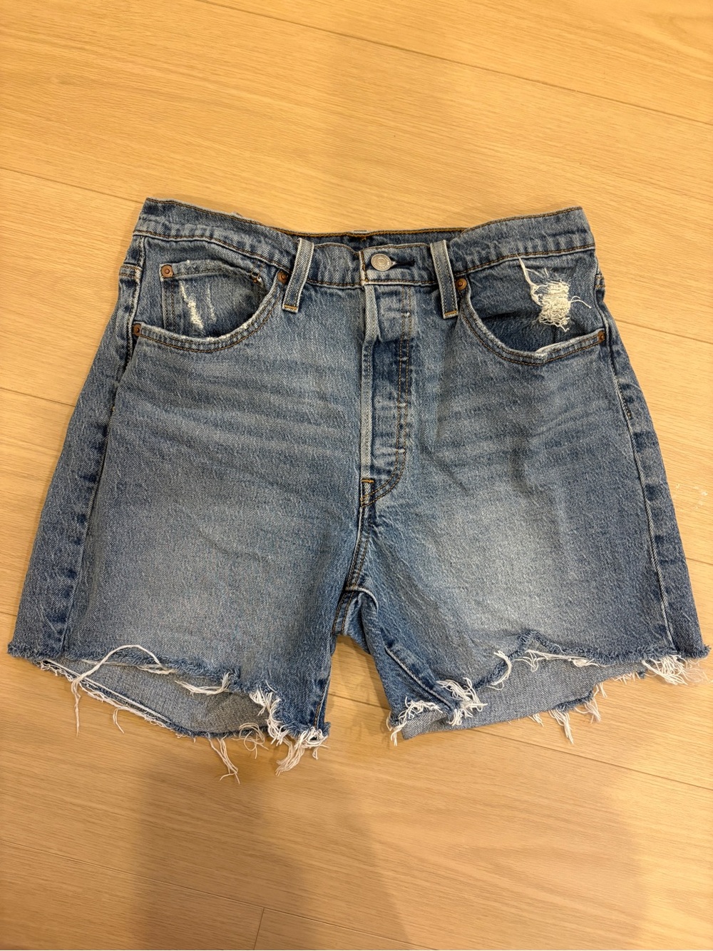 Levi's women Light Blue Distressed Denim Cutoff Shorts